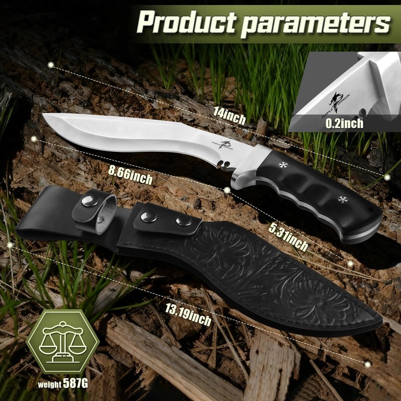 Purple Dragon Kukri Knife with Sheath - Heavy Duty Fixed