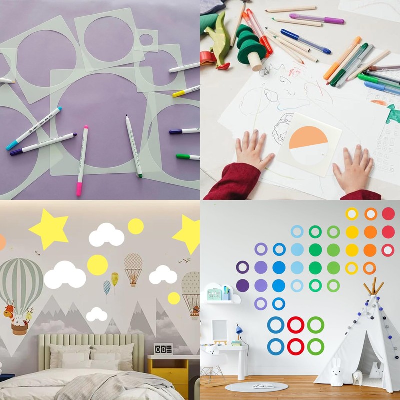 8 PCS Large Circle Stencil for Drawing,Circle Stencils Plastic Large