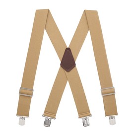 Suspender Store 2-Inch Wide Low-Stretch Logger Suspenders - Sturdy Pin Clip - 54" for 6'1" to 6'5" tall - Tan