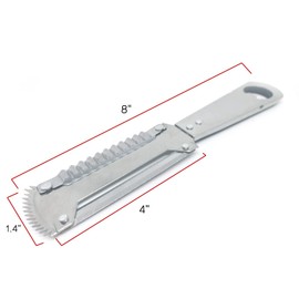 Mooninja Fish Scaler Remover Vegetable Fruit Peeler Coconut Grater Meat Cheese Scraper Apple Carrot Potatoe Slicer Stainless Steel Multifunctional Asian Cooking Kitchen Tool, Silver, 8 in (417)