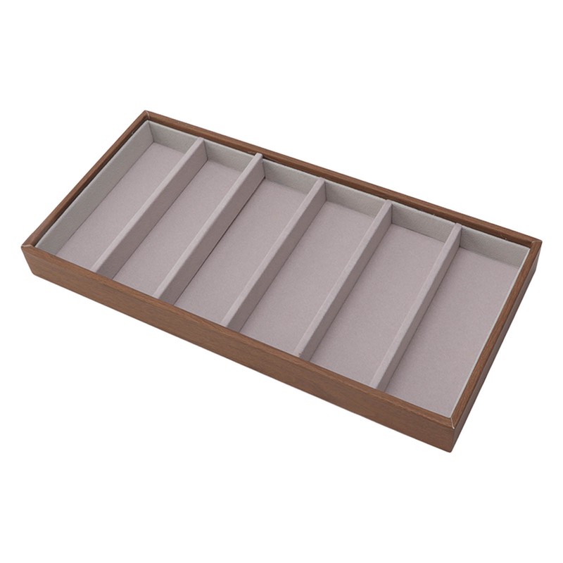 Eyeglass Display Organizer Wood Grain 6 Compartments Glasses Display Tray