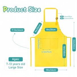 LYCN 16 Pieces Kids Apron with Pockets, Kids Kitchen Aprons Bulk, Adjustable Aprons Craft Aprons for Children Chef Cooking, Baking, Gardening, Art Painting Activity (7~13Years)