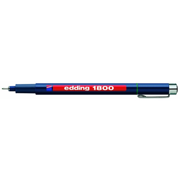 edding 1800 profipen - green - 10 pens - line width 0.25 mm - fineliner pen for precise writing, sketching and technical drawing - fine, metal-encased nib - suitable for use with rulers and stencils