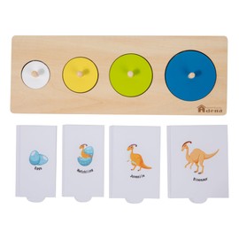 Montessori Wooden Circle Puzzle with Knob,Montessori Toys for 12-18 Months-Mirror Peekaboo Peg Board with 32 Cards for 8 Life Cycles,First Baby Puzzle for Toddlers 1-3,Wooden Preschool Learning Toys