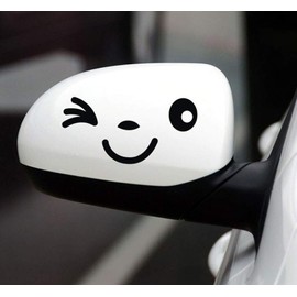 ALLICERE Cute Smile Face Decal Sticker for Auto Car Trucks,Motorcycle,Side Mirror L+R Rearview(Black)
