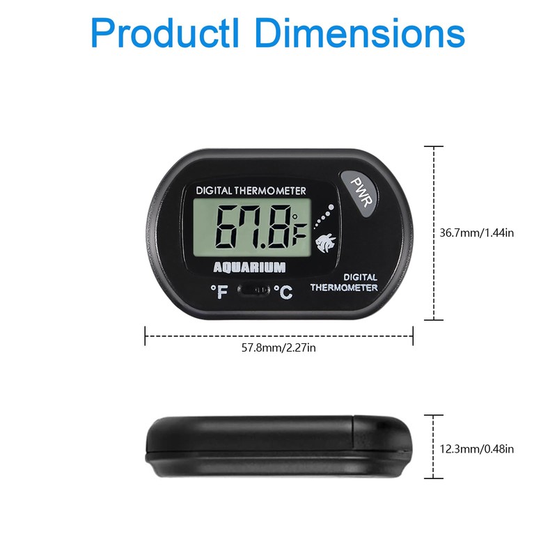 AEDIKO 2pcs Aquarium Thermometer LCD Digital Fish Tank Thermometer with