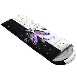 Smell Sunshine Kids Sleeping Bag for Boys Girls,Colorful Butterfly Print-Lightweight Warm Portable Outdoor Indoor-Waterproof Cold Weather Resistant Sleeping Bag for Camping Hiking(Butterfly)
