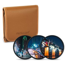 PROfezzion 55mm Star Filter Kit 3 Pieces Adjustable Cross Screen Starburst Filter for Sony A7 II III IV w/FE 28-70mm Kit Lens, Nikon D3500 D3400 D5600 w/DX AF-P 18-55mm Kit Lens & More 55mm Lens