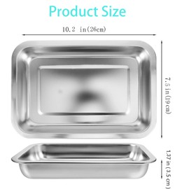 Kitten Litter Box with 1 Scoop,Stainless Steel Small Litter Box, 10.6"×7.8"×1.37" Metal Litter Pan, Small Litter Pan for Little Cats Kittens, Easy Cleaning (4)