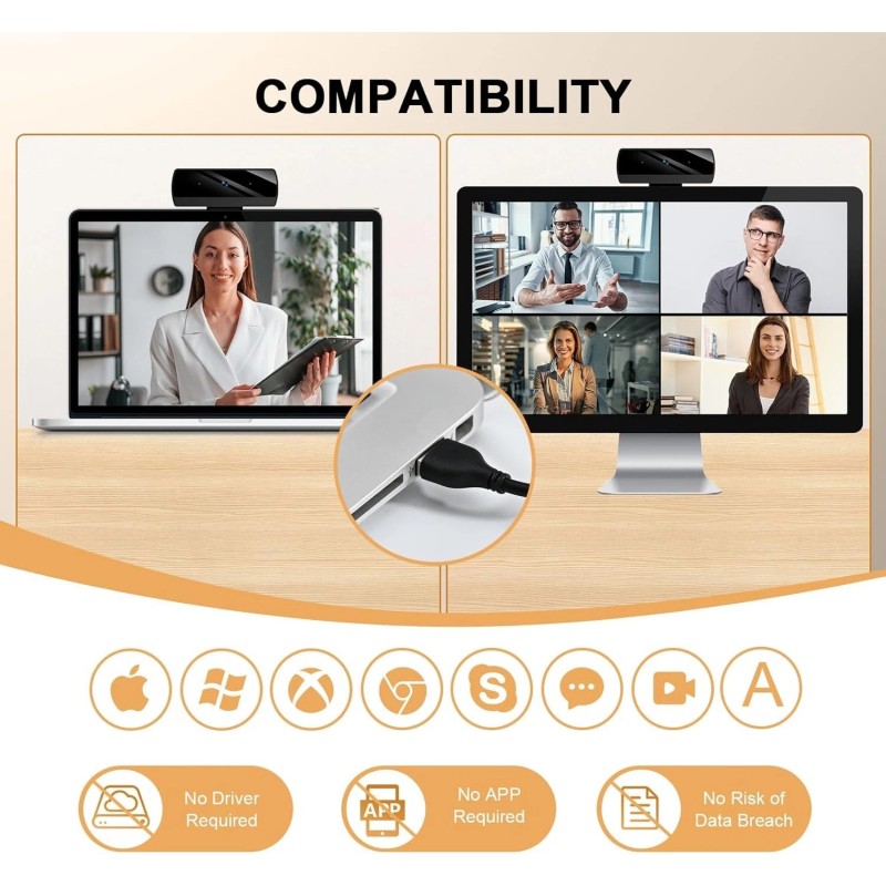 Diccik Webcams for PC, Full HD 1080P Video Calling, HD