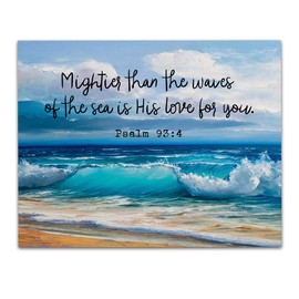 Psalm 93:4"Mightier Than The Waves of the Sea is His Love For You." Bible Verse Wall Print- Unframed 11 x 14 Color Print - Inspirational Gift for Family & Friends