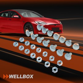 WELLBOX Stainless Steel Bumper Bolts Kit with Caps Compatible with 1964-1972 Chevelle, El Camino, Monte Carlo, GTO, Cutlass, Nova - 28 Pieces