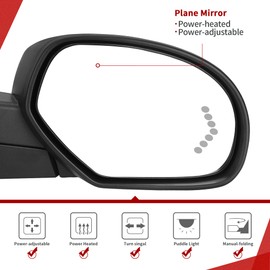 YITAMOTOR Right Passenger Side Towing Mirror with Electric Heated and Power-Adjustable Glass, LED Arrow Turn Signal, Puddle Lamp, Compatible with Chevy GMC 07-13 Silverado Sierra (07 New Body ONLY)