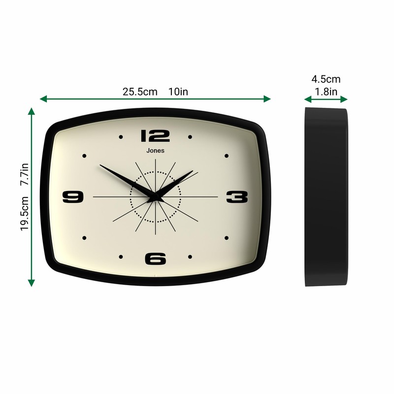 JONES CLOCKS® Movie wall clock | Retro rectangular clock |
