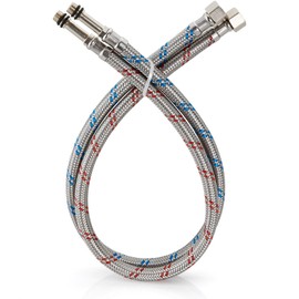 Midanya 16-Inch Long Faucet Connector, Braided Stainless Steel Supply Hose 3/8-Inch Female Compression Thread x M10 Male Connector,Bathroom Kitchen Faucet Connector,x 2 Pcs (1 Pair)