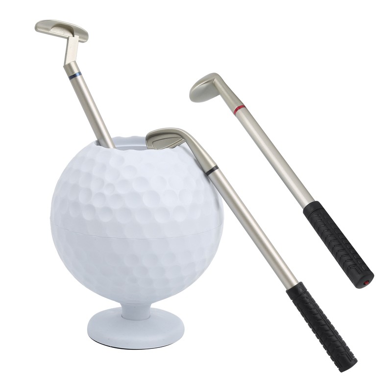 Mini Desktop Golf Ball Pen Holder with 3 Golf Cue