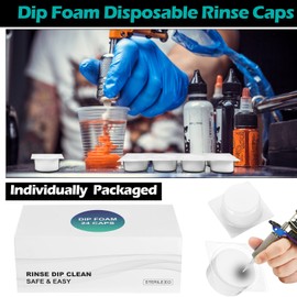 Heigble 24 Pcs Dip Foam Rinse Cup Disposable Dip Cups Cleaning for Needles Tip Professional Cartridge Foam for Blending Rinsing Diluting Drying Ink