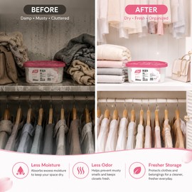 Closet Moisture Absorber 3-Pack for Humidity Control – Charcoal Odor Control for Wardrobes