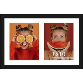 DUENPY 12x19 Double Picture Frame 8x10 Displays Two 8x10 inch Photos Collage Available Horizontal Wall Mounting Display and Vertical Black