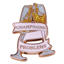 Champagne Problems Pin, Champagne Glasses Pin, 1.25 Inches Tall
