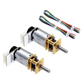 sourcing map 2pcs 300RPM Micro Gear Motor with Encoder, N20 DC6V Gearbox High Torque Electric Reduction Motor for Robot Wheel RC Car
