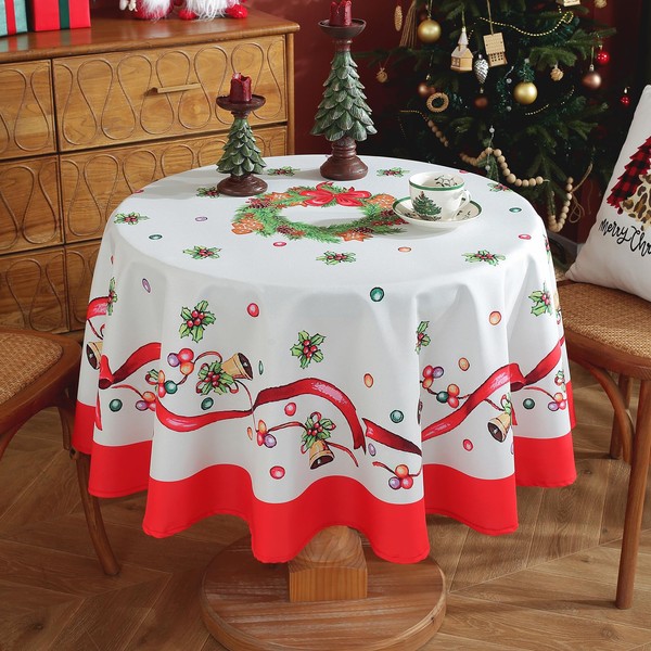 meioro Christmas Day Tablecloth, Snowflake, Santa Claus Rectangle Table Linen,