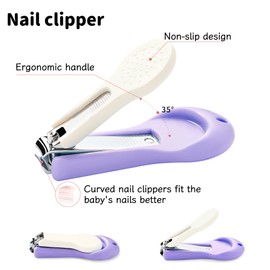 Yeeeasy Baby Nail Clippers Kit – 4-in-1 Grooming Set with Delicate Case, Scissors, File & Tweezers, Manicure Gift for Newborn, Infant, Toddler, Kids (Purple)