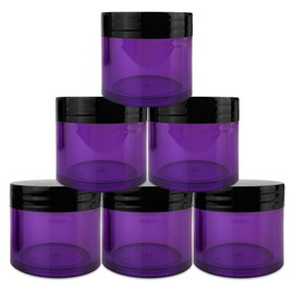 Beauticom 6 Pieces 30G/30ML(1 Oz) Thick Wall Round PURPLE CLEAR Plastic Container Jars with Black Flat Top Lids - Leak-Proof Jar - BPA Free