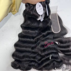 No Weft Bulk Raw Human Hair Bundles Cambodian Kinky Straight Bundles Burmese Curly Closure Frontal Raw Hair Vietnamesecolor: 1pcs bundle Straight, Stretched Length: 18 Inches