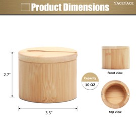 YACEYACE Bamboo Salt Cellar with Spoon, 5oz Small Salt Bowl for Storage and Container, Bamboo Salt and Pepper Bowls with Lid for Kitchen