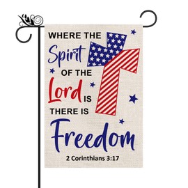 Patriotic 4th of July Garden Flag Freedom Burlap Vertical Double Sided Patriotic USA Flag for Yard Lawn Outdoor Decor Memorial Day Independence Day 12x18 Inch