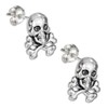Skull and Crossed Bones 925 Sterling Silver Post Stud Earrings