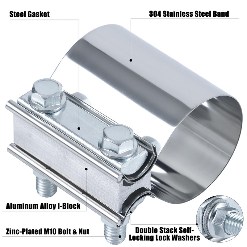 Vitonsbay 3.5 Inch Exhaust Clamp,3 1/2 In Butt Joint Exhaust