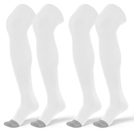 SUNYIWJIE Baseball Socks High Football Socks Multiple Sizes Over the Knee Baseball Sock for Boys Men (US, Alpha, Small, Regular, Regular, 2 Pair White)