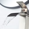 VOTON Vessel Sink Faucet Brushed Nickel Modern Tall Waterfall Bathroom
