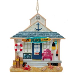 The Bridge Collection Beach Shack Ornament - 3.5" Resin Coastal Ornament - Beach Themed Christmas Decor