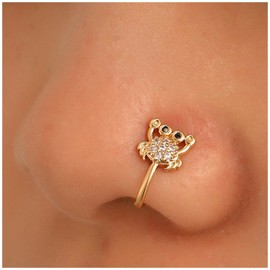 Inilbran Punk Crystal Crab Nose Ring Vintage Crab Fake Nose Ring Gold Crab Nose Cuff Hoop Ring Non Pierced Nose Ring Gothic Clip On Nose Ring Jewelry for Women and Girls