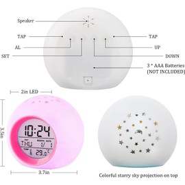 Children's Digital Alarm Clock with Light, 7 Colours Changing Light Alarm Clock for Boys Girls with Projection Children's Room Birthday Gift School Gift (Red)