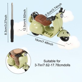 BTFO Doll Scooter Toy with Lights & Music, Rotating Interactive Motorcycle Model Toy Vehicle Fun Desktop Decor Accessories for Doll Collectors (Green)