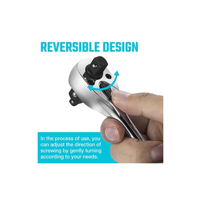 DURATECH 3-IN-1 Ratchet Handle, 1/4 ", 3/8 ", 1/2" Drive