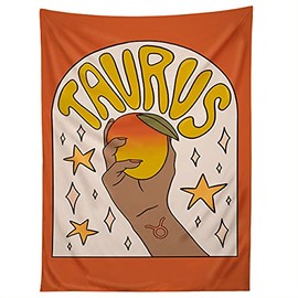 Society6 2021 Tapestry, 50” x 60”, Doodle by Meg Taurus Mango