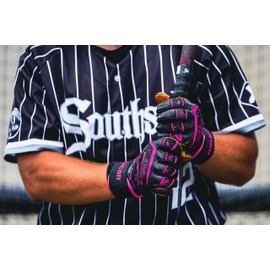 Clutch Sports Apparel Unapologetic Series Cabretta Leather Baseball and Softball Batting Gloves, Padded Stylish Design, Comfortable Grip Knit Finger Fit, Adults and Youth (Pink, Small)