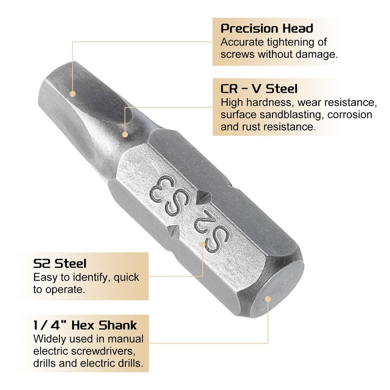 sourcing map 10pcs Square Head Screwdriver Bits 1/4" Hex Shank