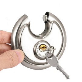 ieron Round Padlocks with 2 Keys, 70mm Heavy Duty Waterproof Round Disc Lock for Container Warehouse Gate Garage Shed Fence