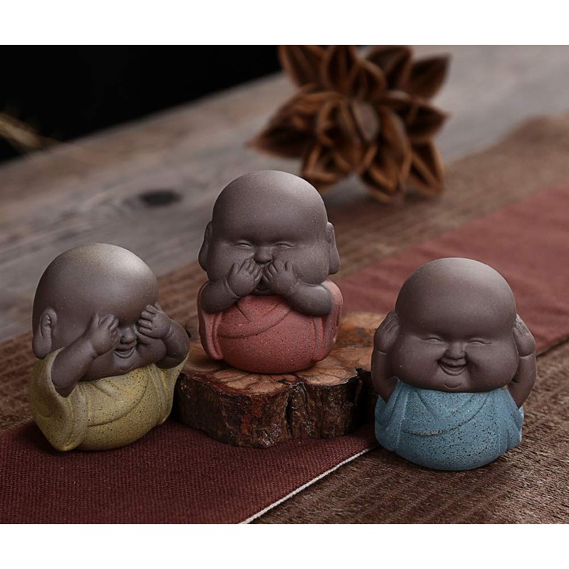 SIGMALL Buddha Statue Monk Figurine, Set of 3 Buddhist Monk