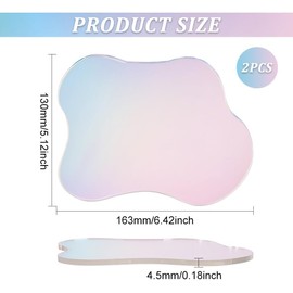 FINGERINSPIRE 2 Pcs Cloud Shaped Acrylic Coaster 13x16.3cm Clear Iridescent Irregular Coaster Creative Decorative Plate Coaster for Kitchen Counter, Dresser, Office Desk