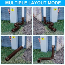 Gutter Flexible Downpipe Extension, Rain Gutter Drain, Round Extension for Downpipe 80/100 mm, Gutter Extension Downpipe Extension from 47 to 150 cm for Lawn/Eaves (Brown, 1 Piece)