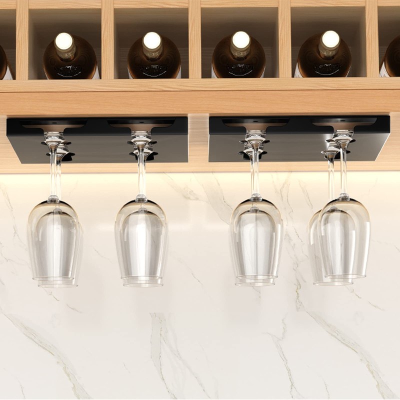 Gittcoll Wine Glasses Rack Stainless Steel Under Cabinet Stemware Hanging