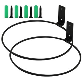 hisunfarm 2 Pcs 8 Inch Flower Pot Holder Hangers,Ring Wall Mounted Planter Hook, Iron Black Collapsible Bracket for Outdoor and Indoor Use (8 Inch)