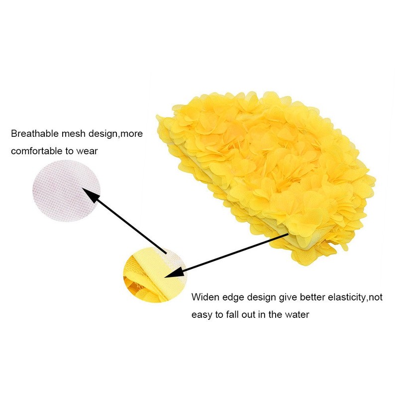 Medifier Women's Vintage Floral Leaf Retro Swimming Cap, yellow